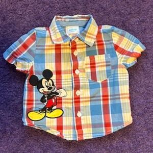 Disney Baby Mickey Mouse button up plaid shirt - 0/3 M